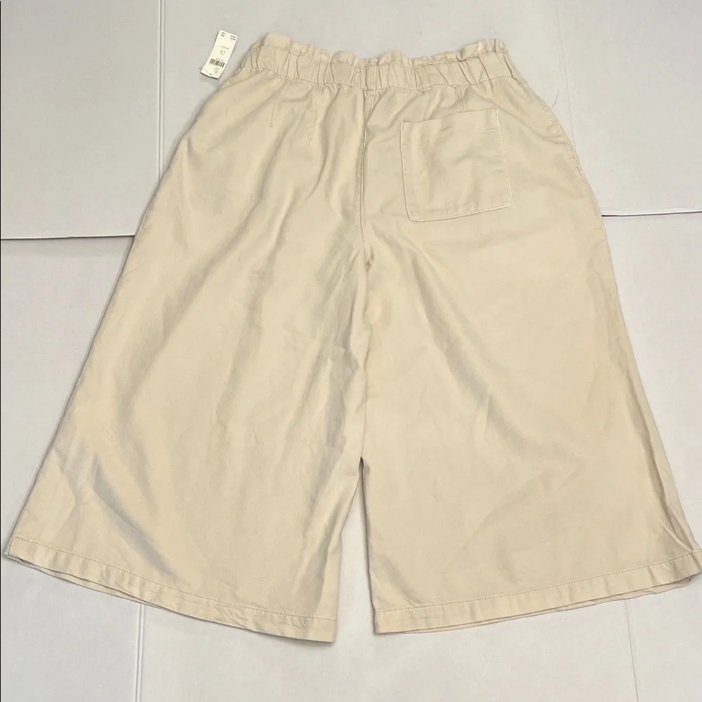 PILCRO ANTHROPOLOGIE CREAM HIGH RISE CROPPED PAPERBAG WIDE LEG PANTS LP